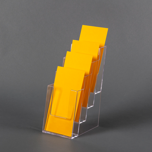 Tischprospekthalter Aus Plexiglas - 1/3 A4-Fach - Maße: 11 × 12,5 X H 18,0 Cm